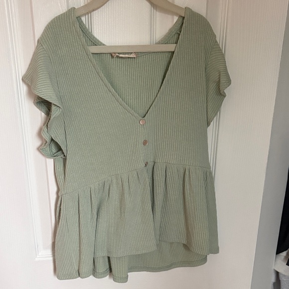 Altar'd State Tops - Altard State Ribbed V Neck Babydoll Top